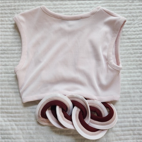 Christopher Esber Chain-linked Rib Knit Crop Top In Blush - Picture 5 of 9
